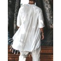 Mens Fringe Hem Half Sleeve Cardigan