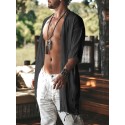 Mens Fringe Hem Half Sleeve Cardigan