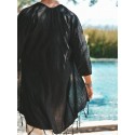 Mens Fringe Hem Half Sleeve Cardigan