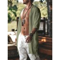 Mens Fringe Hem Half Sleeve Cardigan
