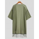Mens Fringe Hem Half Sleeve Cardigan