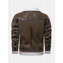 Mens Zipper Fur Leathers Thicken Multi Pocket Long Sleeve Vintage Jakcte