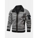 Mens Zipper Fur Leathers Thicken Multi Pocket Long Sleeve Vintage Jakcte