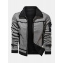 Mens Zipper Fur Leathers Thicken Multi Pocket Long Sleeve Vintage Jakcte