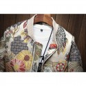 Mens Ethnic Style Crane Embroidered Floral Zipper Slim Fit Jacket