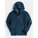 Mens Warm Fluffy Zipper Reversible Polar Fleece Pocket Long SLeeve Jacket