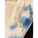 Mens Tie-Dye Double Flap Pockets Zipper Thick Loose Hooded Jacket