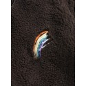 Mens Letter Rainbow Embroidered Zip Front Fleece Warm Casual Jacket