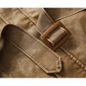 Mens Vintage Belts Coats Fleece Lined Outdoor Thikcened Winter Warm Jacket
