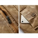 Mens Vintage Belts Coats Fleece Lined Outdoor Thikcened Winter Warm Jacket