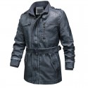 Mens Vintage Belts Coats Fleece Lined Outdoor Thikcened Winter Warm Jacket