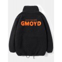Mens Thicken Embroidered Wool Zipper Stand Collar Warm Casual Jacket
