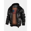 Mens Zipper Big Flap Pocket Fur Collar Cargo PU Jacket
