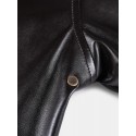 Mens Zipper Big Flap Pocket Fur Collar Cargo PU Jacket