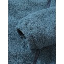 Mens Solid Color Slant Pocket Zipper Warm Shearling Simple Hooded Jacket