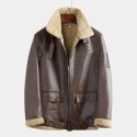Mens Vintage Fleece Multi Pockets Zippers Warm Thickened Casual Coats