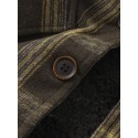 Mens Vintage Plaid Warm Lamb Wool Lined Lapel Pocket Jacket