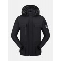 Mens Contrast Patchwork Warm Fleece Lined Warm Thicken Utility Hooded Coats