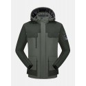 Mens Contrast Patchwork Warm Fleece Lined Warm Thicken Utility Hooded Coats