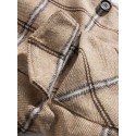 Mens Plaid Button Front Lapel Sherpa Lined Warm Double Pocket Jacket