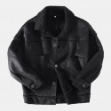 Mens Vintage Fleece Long Sleeve Double Big Pockets Casual Coats