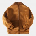 Mens Vintage Fleece Long Sleeve Double Big Pockets Casual Coats