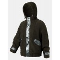 Mens Patchwork Fluffy Double Pocket Warm Lining Hoodie Jacket