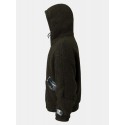 Mens Patchwork Fluffy Double Pocket Warm Lining Hoodie Jacket