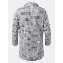 Mens Houndstooth Lapel Single-Breasted Mid-Length Trench Coats