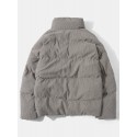 Mens Corduroy Solid Color Stand Collar Thick Casual Puffer Jacket