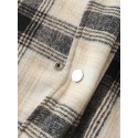 Mens Plaid Warm Slant Pocket Long Sleeve Teddy Jacket