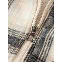 Mens Plaid Warm Slant Pocket Long Sleeve Teddy Jacket