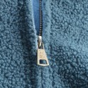Mens Woolen Stand Collar Pure Color Thick Zipper Single Breasted Casual Jacket 
