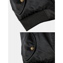 Mens Graphics Applique Warm Lined Detachable Hooded Bomber Jacket