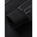 Mens Embroidered Faux Fur Collar PU Leather Bomber Jacket