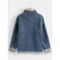 Mens Drop Shoulder Solid Color Shearling Lined Thick Casual Jacket