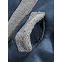 Mens Drop Shoulder Solid Color Shearling Lined Thick Casual Jacket