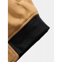 Mens Embroidery Patchwork Raglan Sleeves Woolen Jacket With Pocket