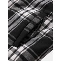 Mens Vintage Plaid Multi Pocket Warm Faux Fur Lined Hooded Jacket