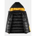 Mens Contrast Patchwork Warm Windproof Hooded Padded Gilet Vests With Multi Pock
