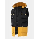Mens Contrast Patchwork Warm Windproof Hooded Padded Gilet Vests With Multi Pock