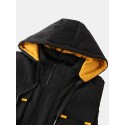 Mens Contrast Patchwork Warm Windproof Hooded Padded Gilet Vests With Multi Pock