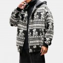 Mens Fashion Cotton Printing Loose Comfy Thick Casual Jacket 