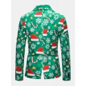 Mens Christmas Pattern Printing Single-Breasted Casual Party Long Sleeve Blazer
