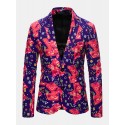 Mens Christmas Pattern Printing Single-Breasted Casual Party Long Sleeve Blazer