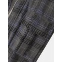 Mens Letter Print Plaid Zipper Warm Long Sleeve Jacket With Pocket