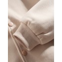 Mens Woolen Solid Color Lapel Button Cord Collar Relaxed Fit Jackets