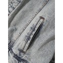 Mens Vintage Distressed Ripped Patch Casual Cotton Denim Jacket