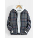 Mens Plaid Button Up Lapel Vintage Jacket With Pocket