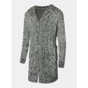 Mens Single-Breasted Thick Mid-Length Hooded Cardigan Sweater With Pocket